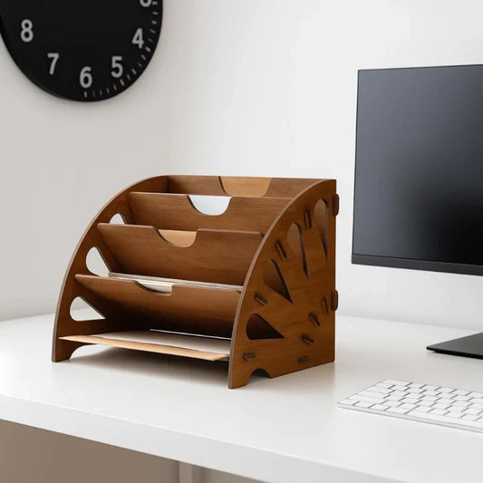 Multi-Tier Wooden Document & Stationery Organizer
