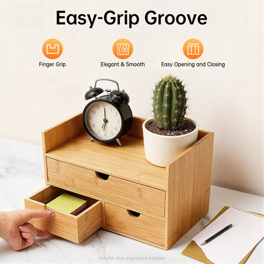 Bamboo Desktop Organizer with 3 Drawers