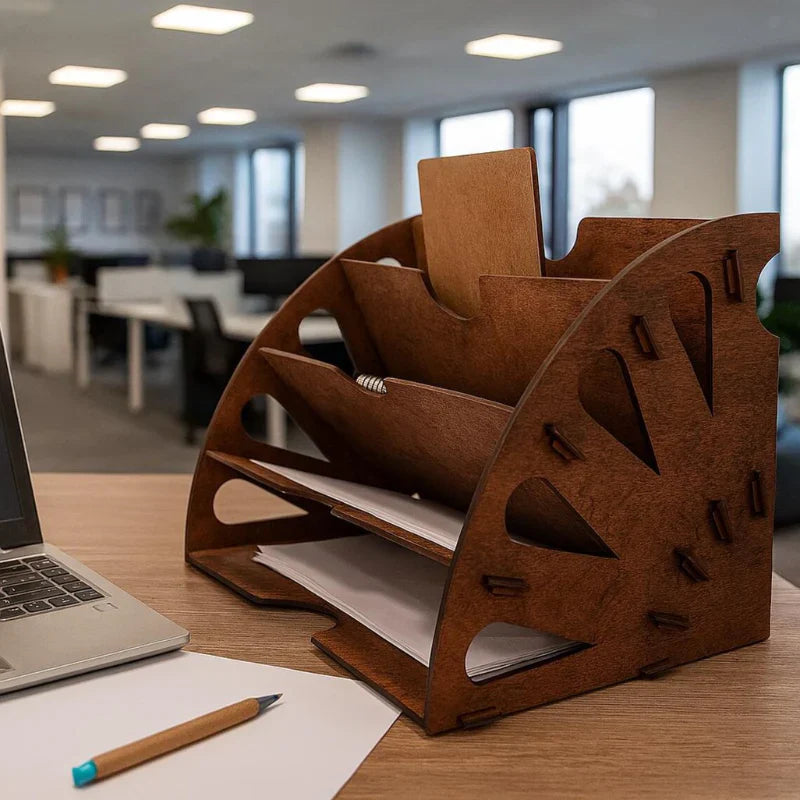 Multi-Tier Wooden Document & Stationery Organizer