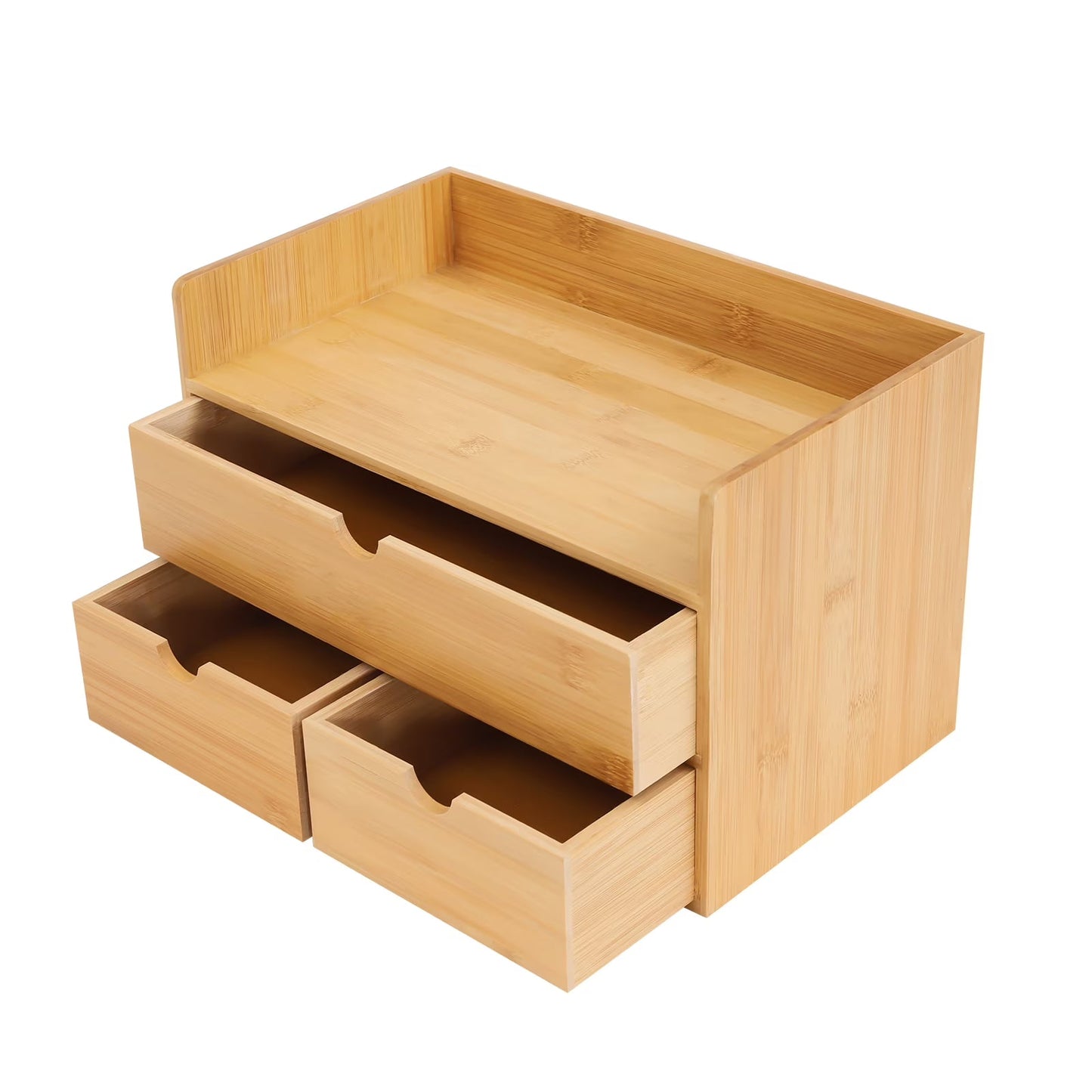 Bamboo Desktop Organizer with 3 Drawers.