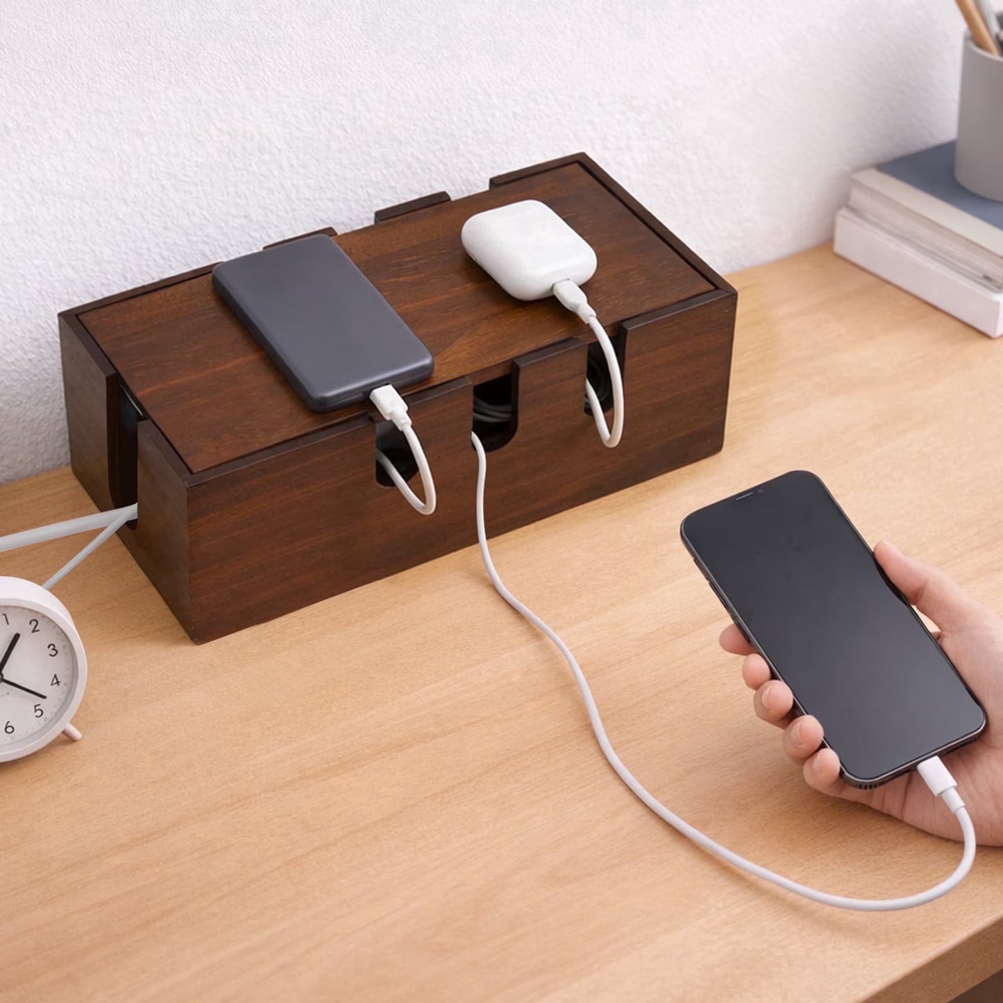 Handcrafted Solid Wood Cable Management Box
