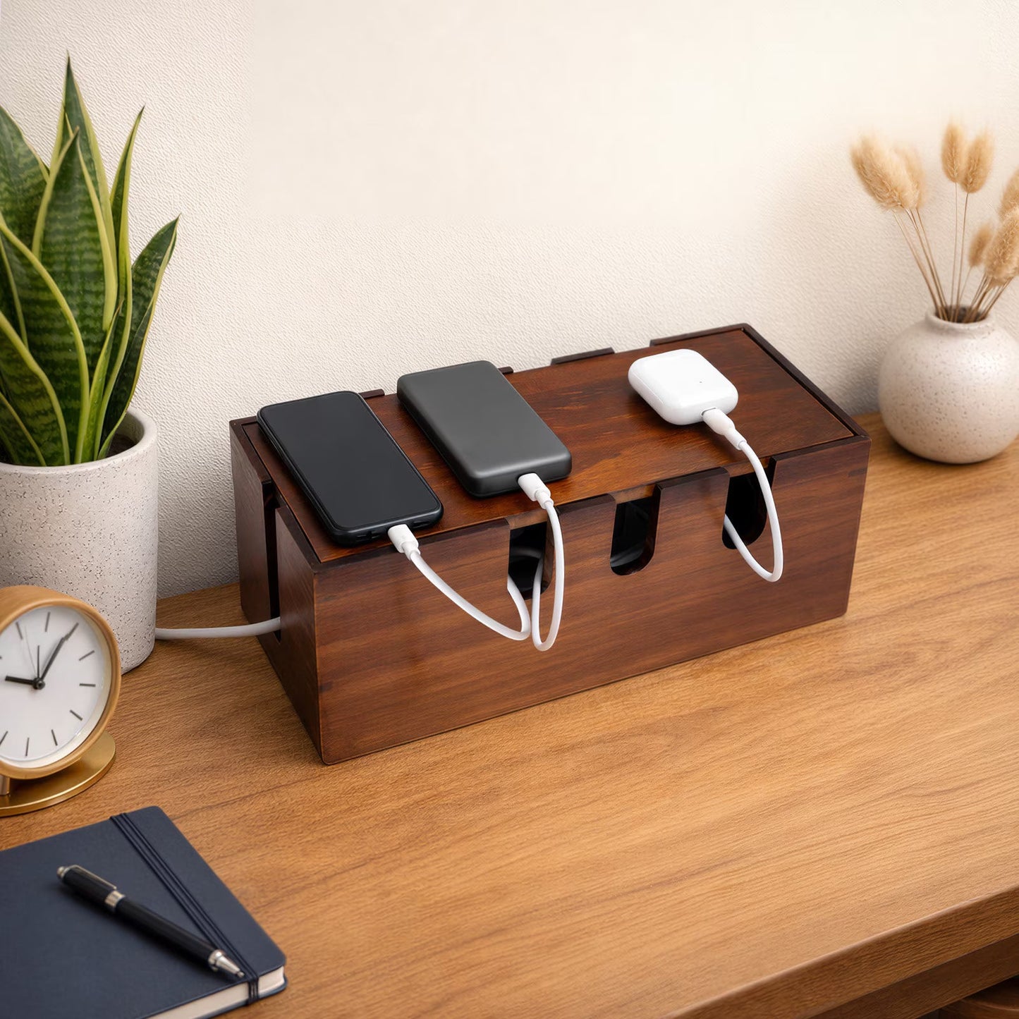 Handcrafted Solid Wood Cable Management Box