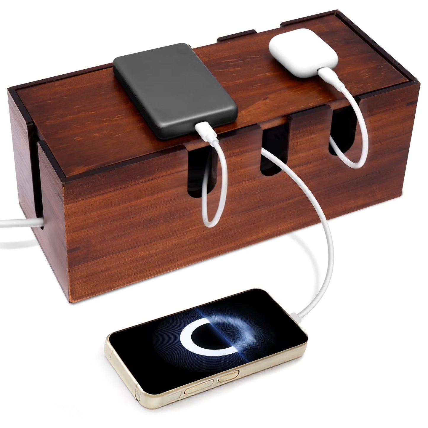 Handcrafted Solid Wood Cable Management Box